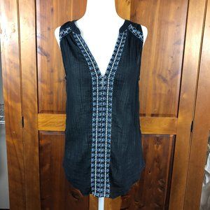 Paige Lina Boho Festival Embroidered Gauzy Sleeveless Blouse Lightweight Fairy